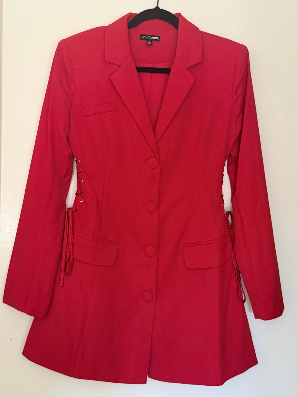 New On Website Fashion Nova Red Lace-Up Tailored Blazer